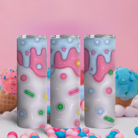 Blue Dripping ice cream Sublimation Wrap PNG,  tumbler design, sublimation design