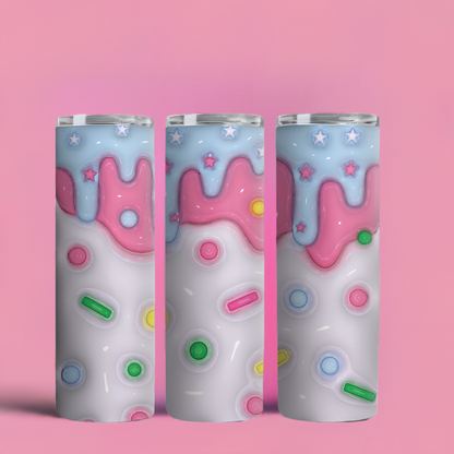 Blue Dripping ice cream Sublimation Wrap PNG,  tumbler design, sublimation design