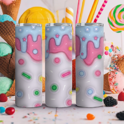 Blue Dripping ice cream Sublimation Wrap PNG,  tumbler design, sublimation design