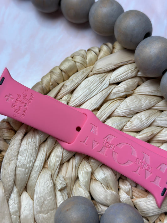 Blessed Mom IWatch band, apple watches, silicone bands, engraved bands
