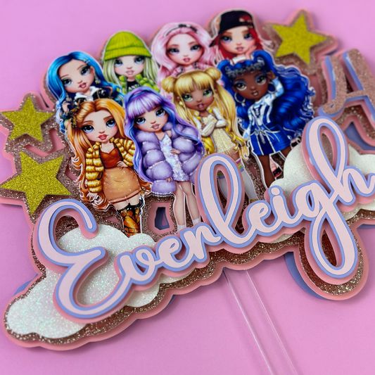 Rainbow high dolls cake topper