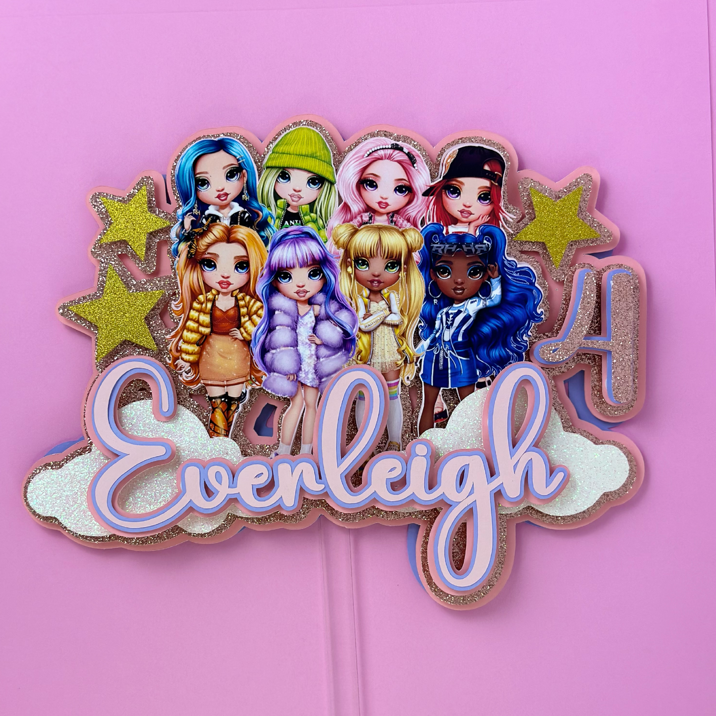 Rainbow high dolls cake topper
