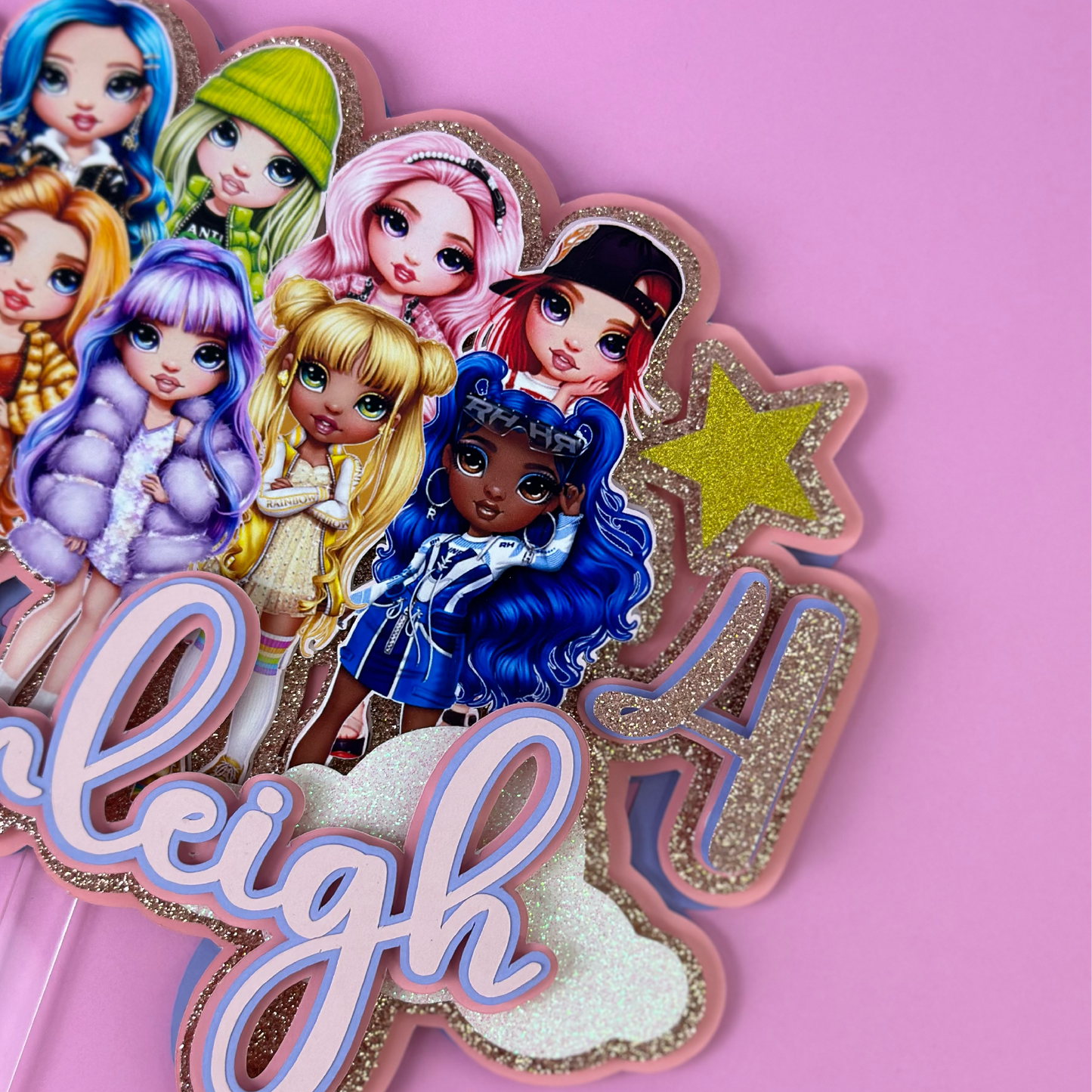 Rainbow high dolls cake topper