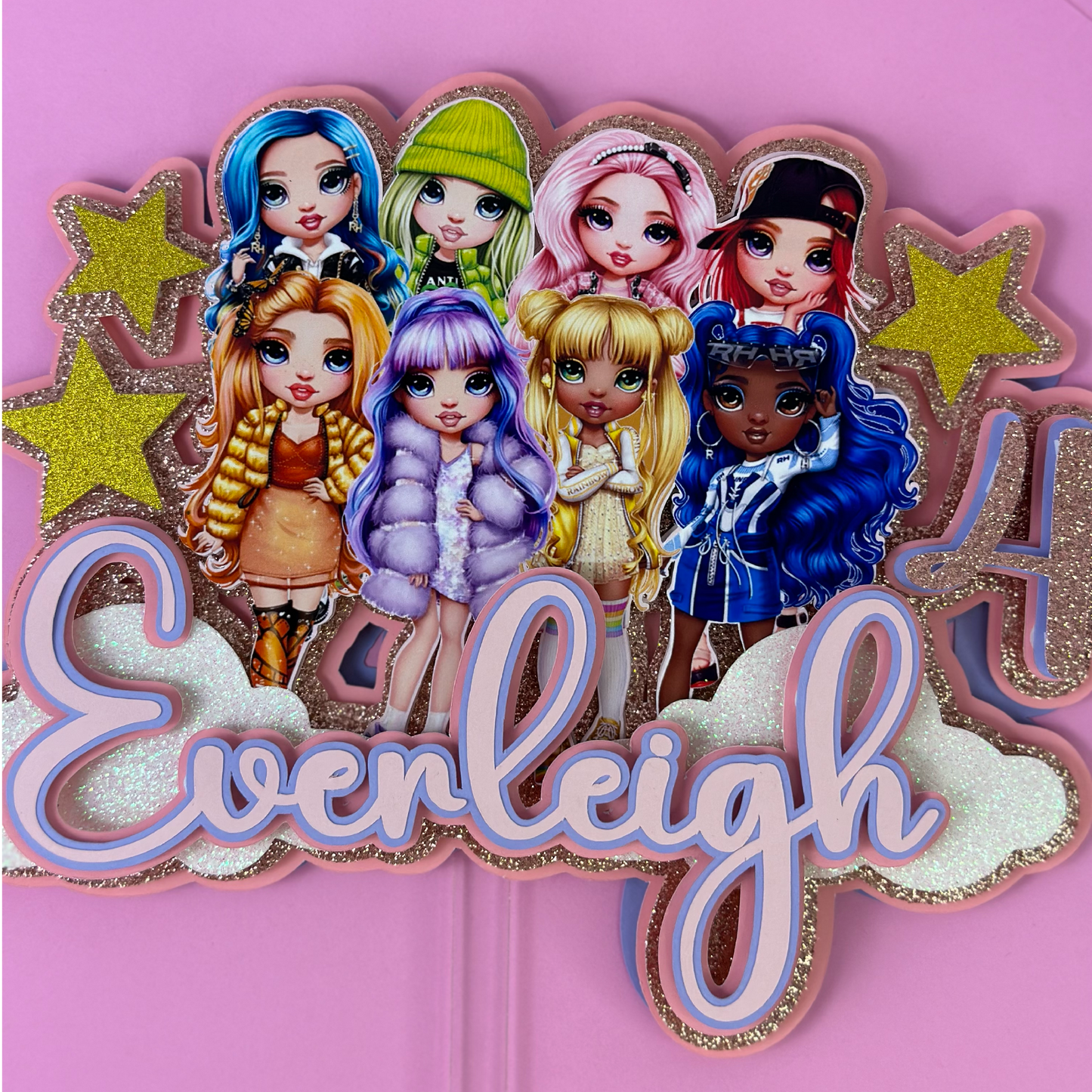 Rainbow high dolls cake topper