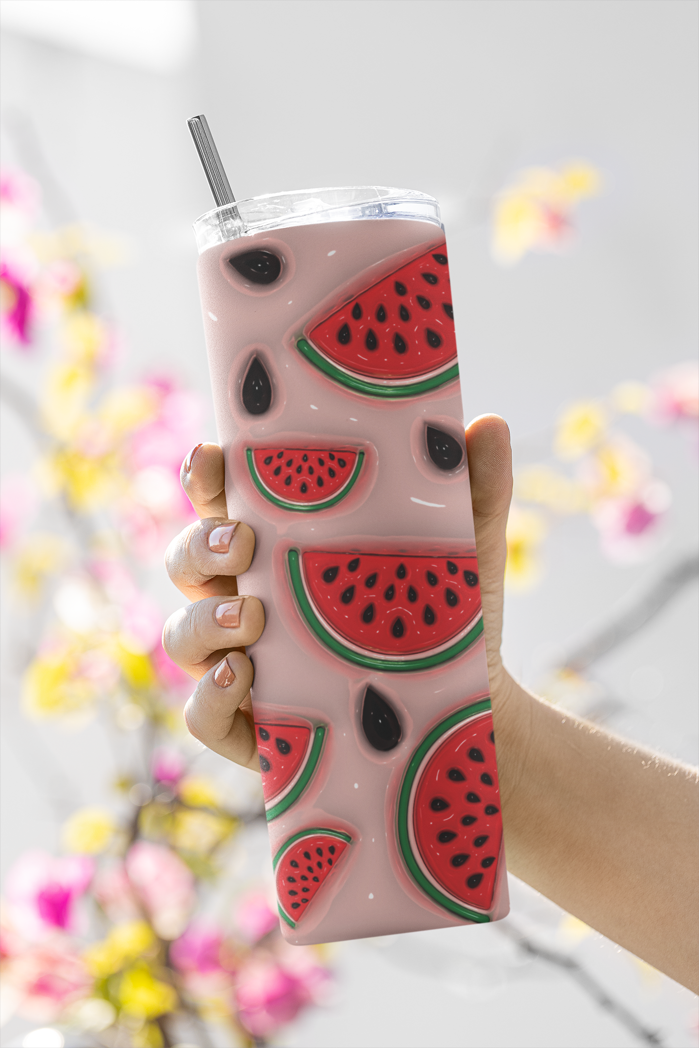 Watermelon puff sublimation wrap png, watermelon, cute cup, sublimation design, tumbler ideas