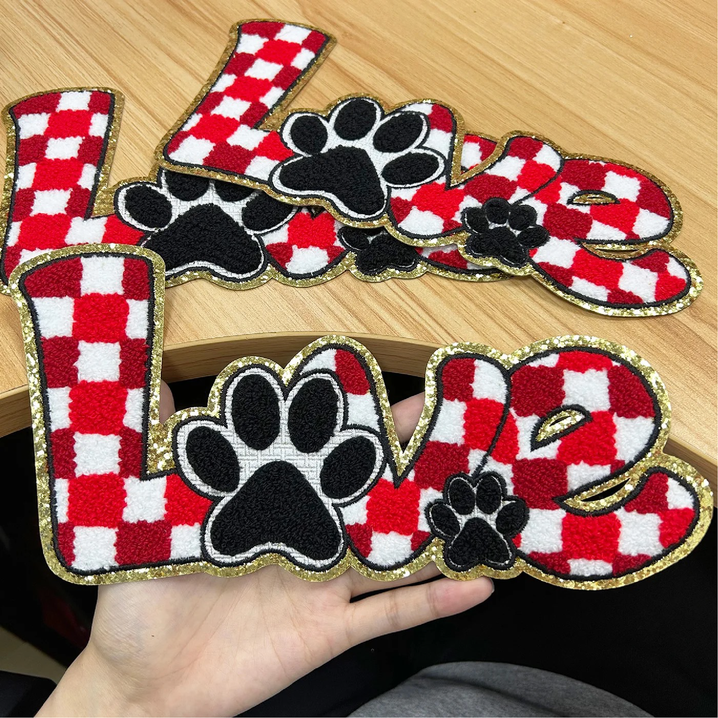 Love dog print- chenille patch