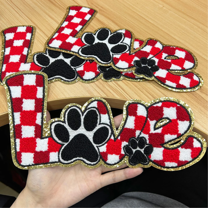 Love dog print- chenille patch