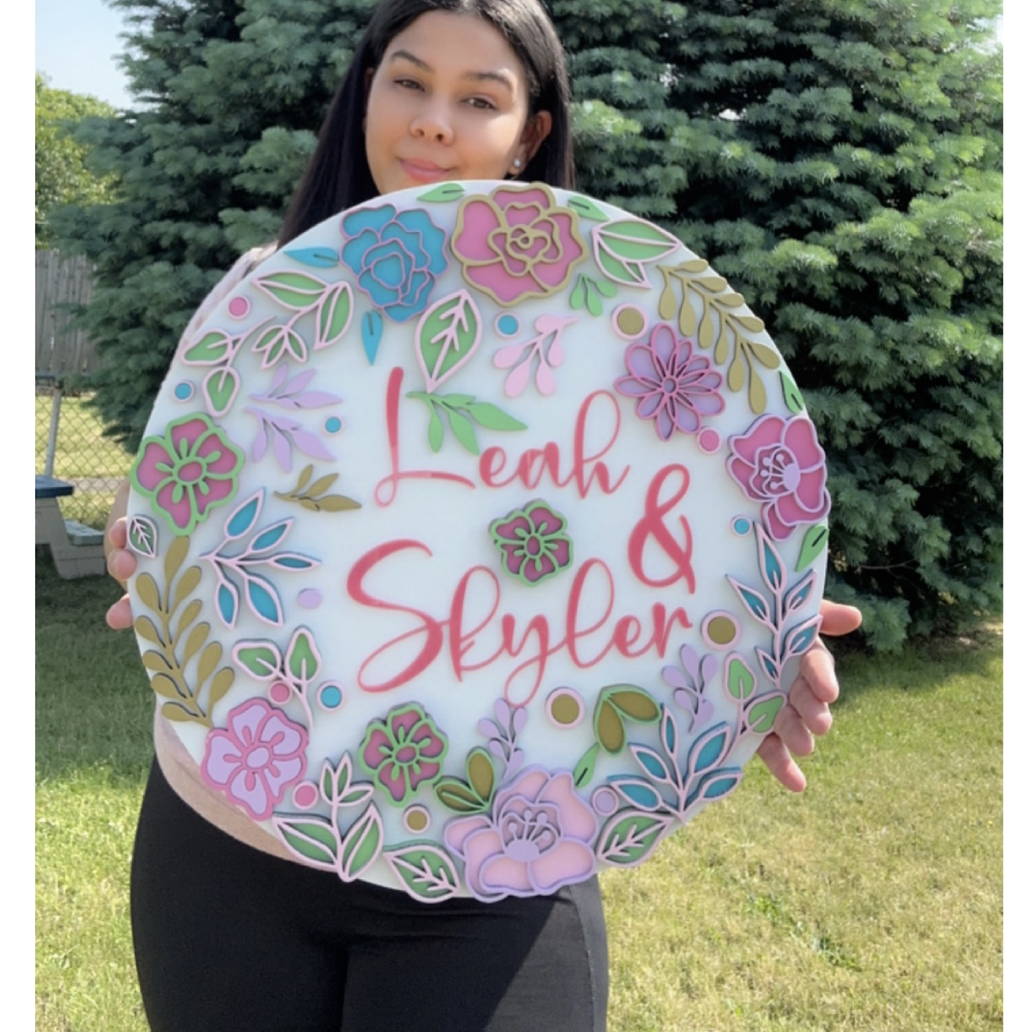 Floral round sign, Wood sign, nursery decor, wood decorations, laser cut, nursery ideas decor