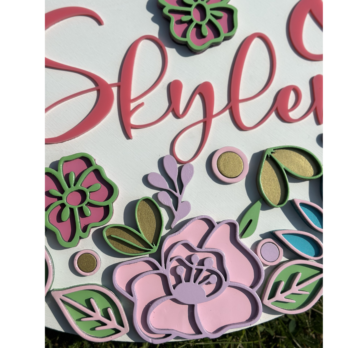 Floral round sign, Wood sign, nursery decor, wood decorations, laser cut, nursery ideas decor