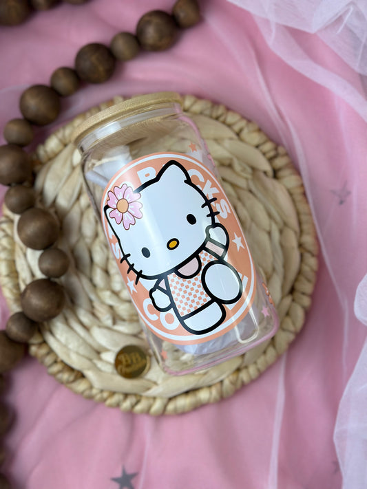 Hello kawaii kitty glass cup