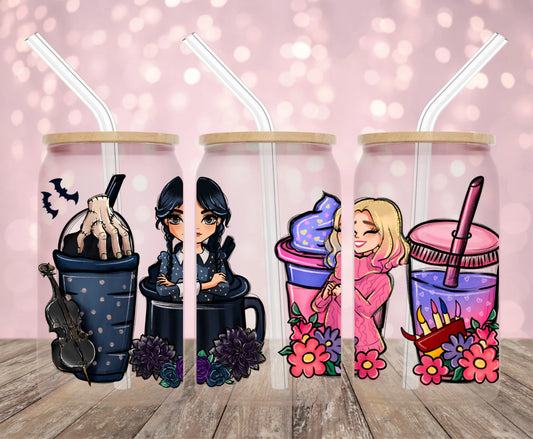 Glass Cups, Can glass cup, Merlina cup, Nail boss cup, Frida Kahlo cup